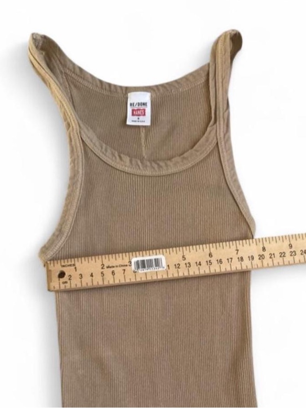 Re/Done Beige Ribbed Tank Top - Picture 4 of 7